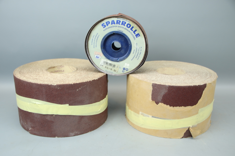 Sandpapper, 3 rullar, Feldmühle och Ersta.