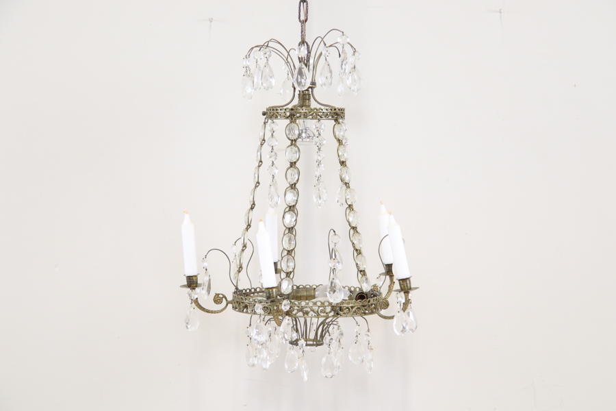 Ljuskrona, för 5 ljus, 5 ljuspunkter, metall/glas.