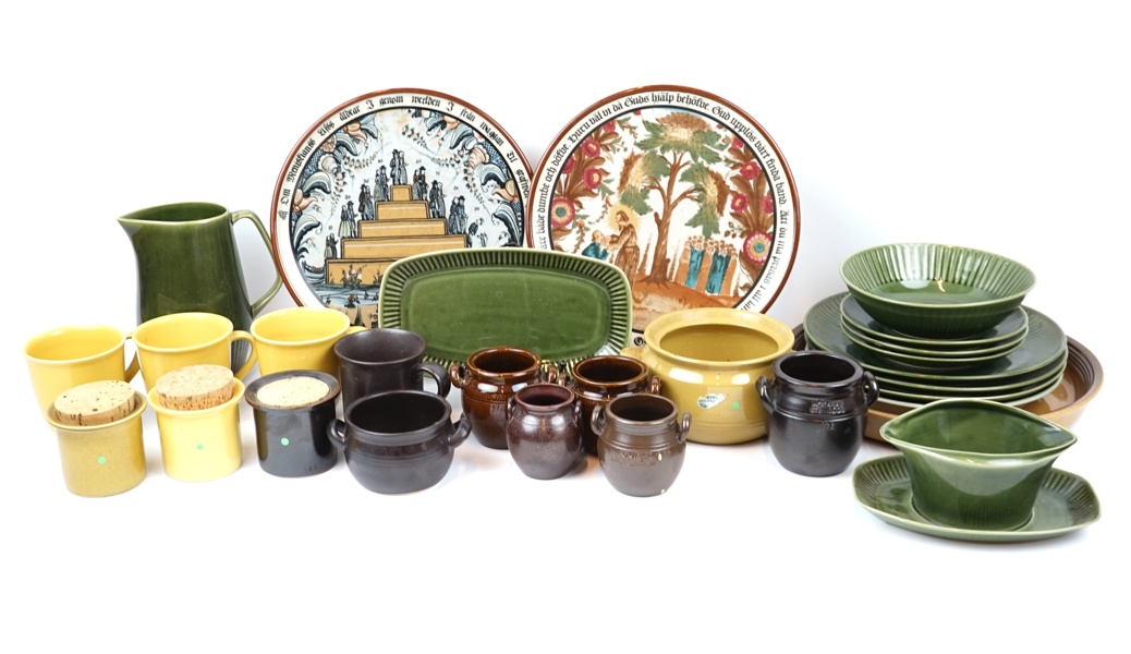 Fat, skålar, krus m.m, ett parti, keramik, bl.a Höganäs.