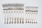 Bordsgafflar och smörgåsgafflar, 14 delar, silver 830, ''Olga'', GAB.