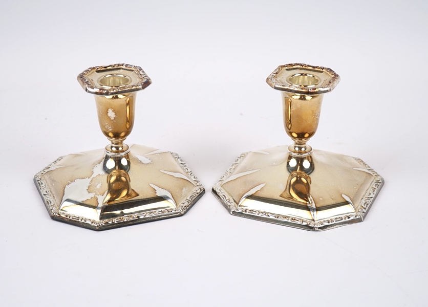 Ljusstakar, ett par, silver 830, fyllda.