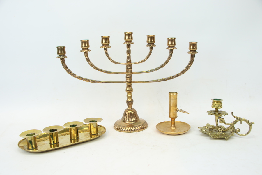 Ljusstakar, 4 st, mässing/malm, bl.a Gelb Gjuteri, Kalmar.