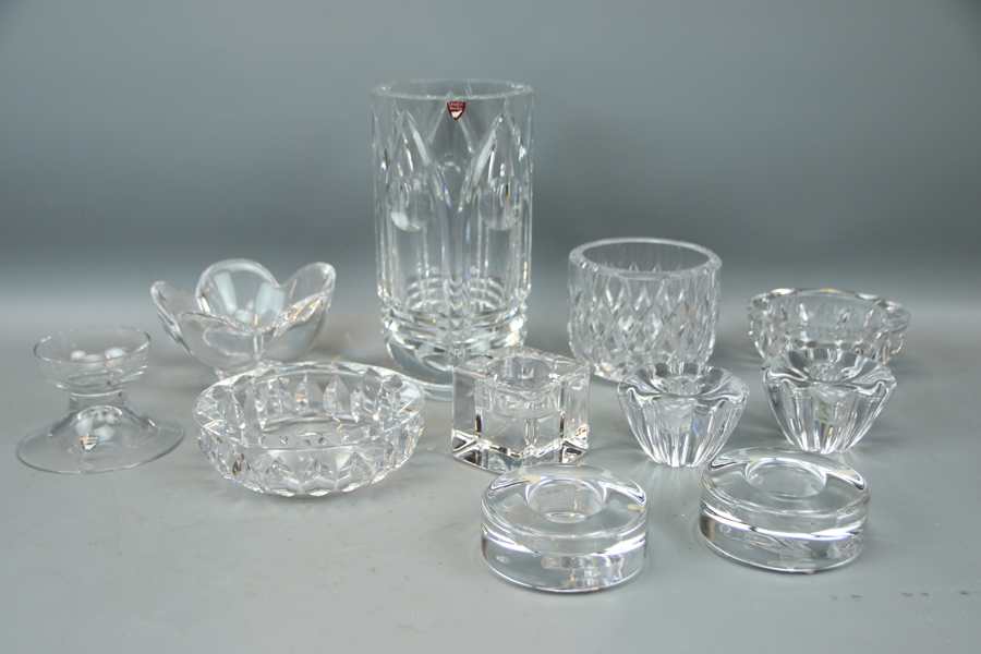 Ljusstakar m.m, 10 delar, Orrefors, bl.a Erika Lagerbielke och Sven Palmqvist.