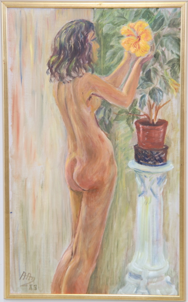 Oidentifierad konstnär, olja på duk, daterad 83.