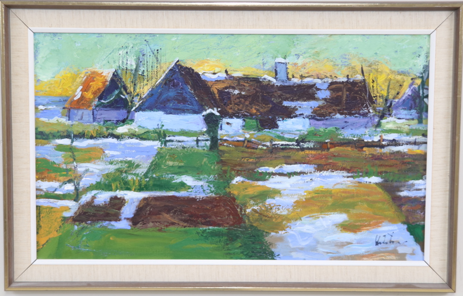 Oidentifierad konstnär, olja på duk, otydligt signerad.