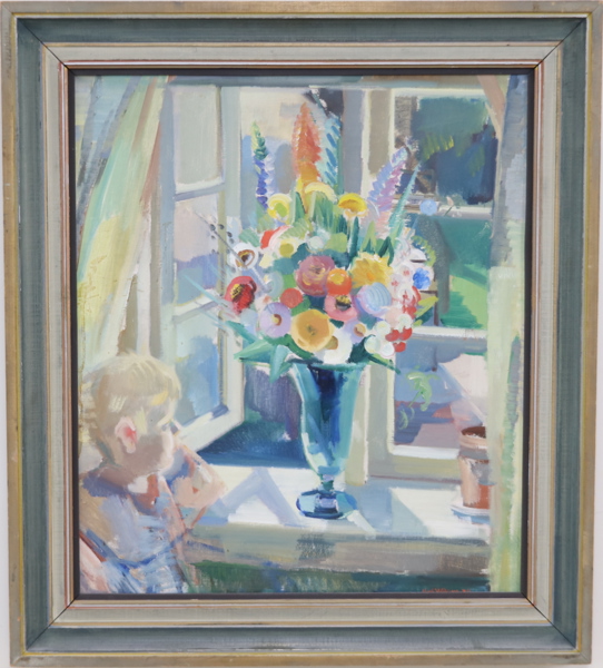 Gerhard Wihlborg, "1. Fönsterbild", olja på duk, signerad, daterad -35.