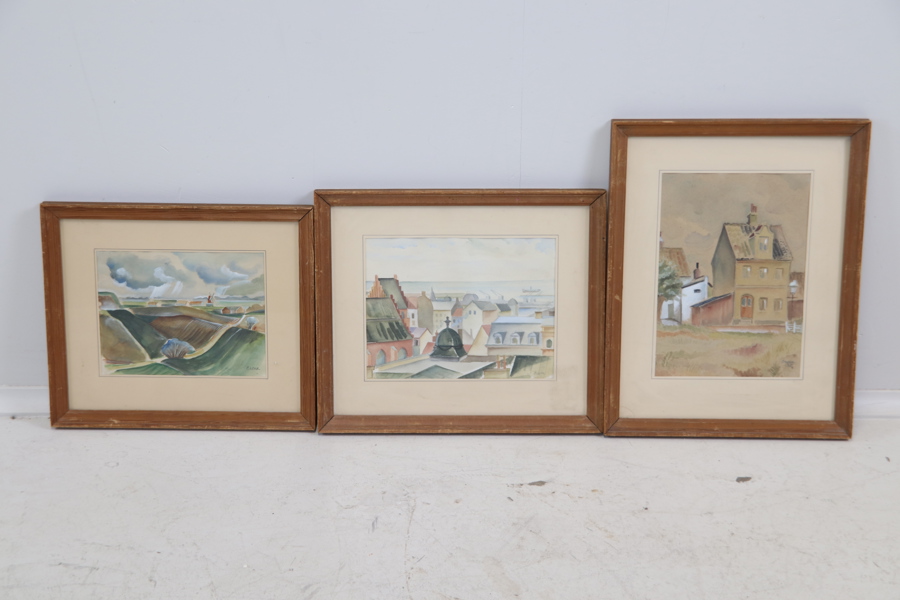 Georg Crona, akvareller, 3 st, signerade.