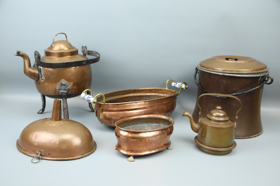 Kopparföremål, 6 delar.