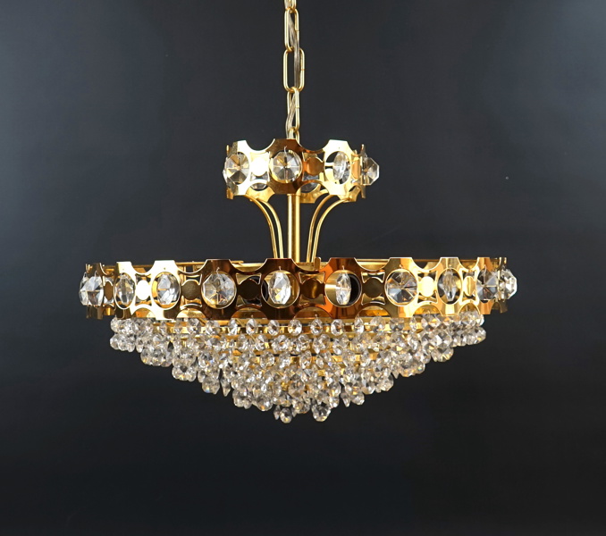 Takkrona, 5 st ljuspunkter, mässing/glas.