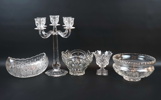 Kandelaber och skålar, 5 delar, glas, bl.a Nachtmann.