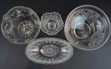 Kandelaber och skålar, 5 delar, glas, bl.a Nachtmann.