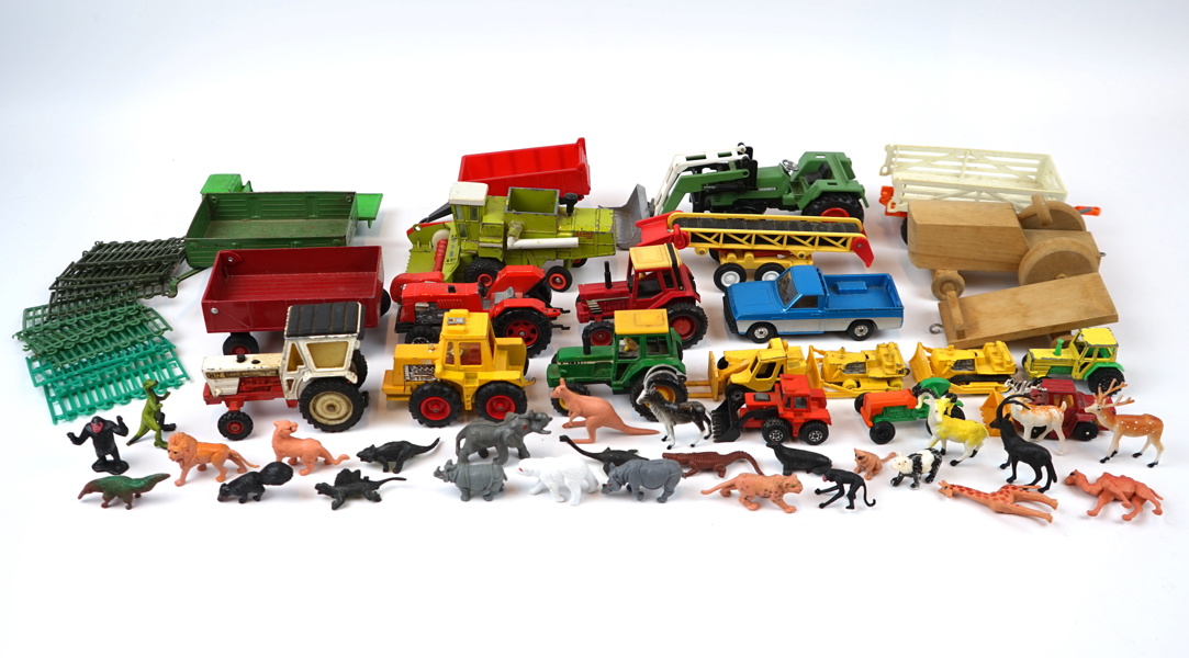 Leksaks traktorer m.m, ett parti, bl.a Matchbox.
