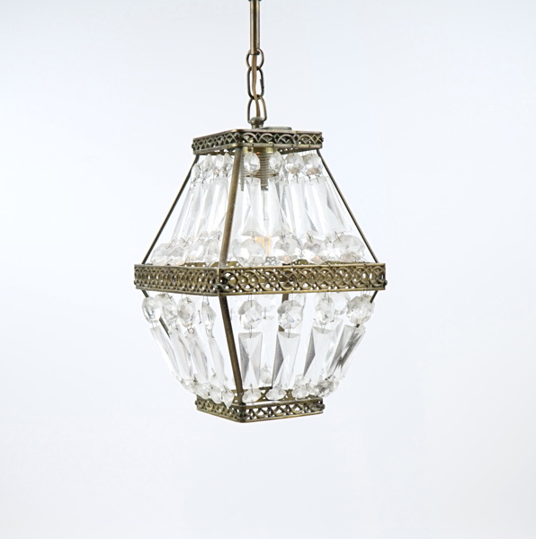 Taklampa, glas/mässing.