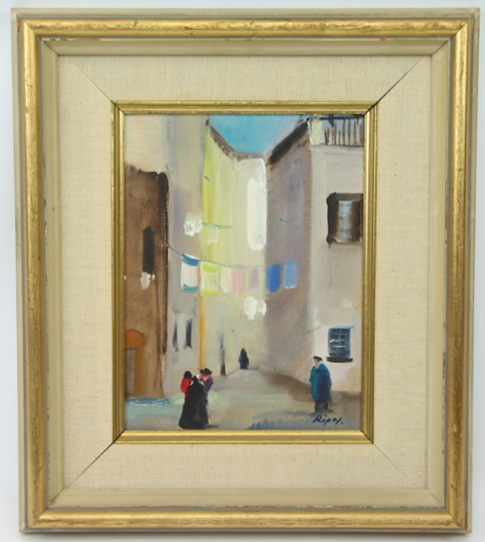 Hans Ripa, "Gränd i Rom", olja på pannå signerad.