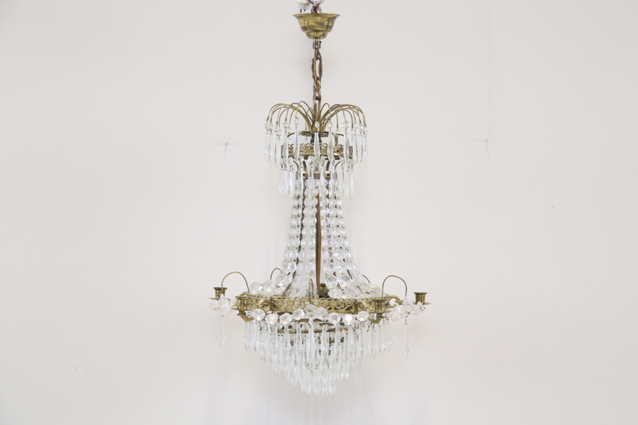 Ljuskrona, 5+5 ljuskällor, metall/glas.