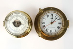 Barometer och väggur, mässing.