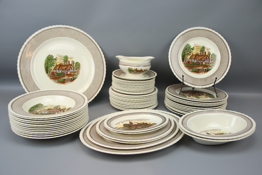 Matservis, 57 delar, porslin, "Shakespeare Land", Myott Son & Co, England.