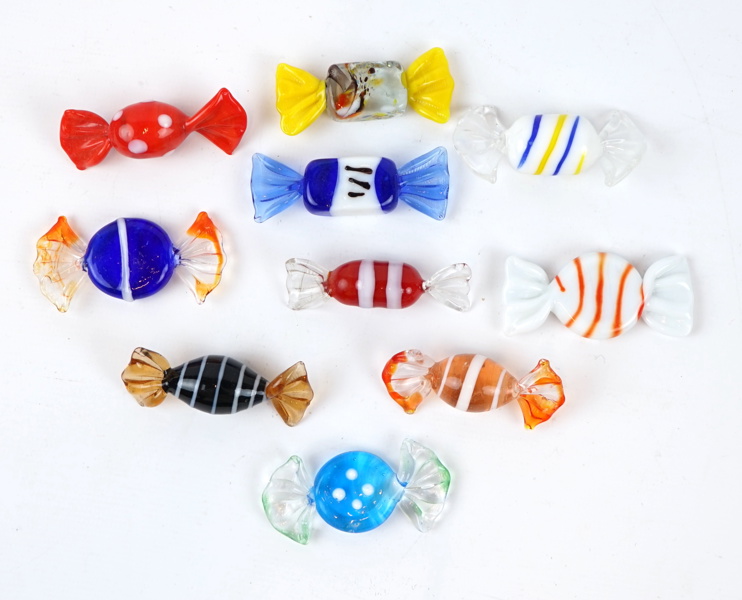 Karameller, 10 st, glas, Murano.
