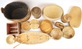 Skålar m.m, ett parti, trä.