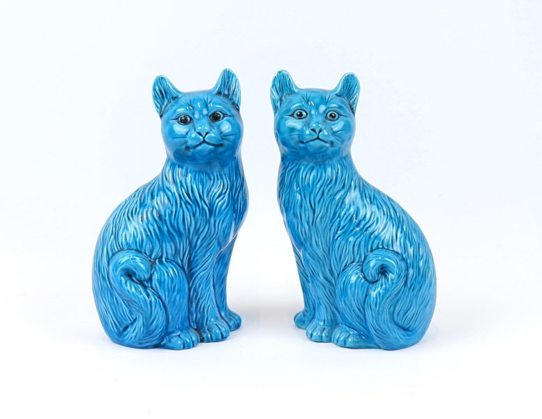 Figuriner, ett par, katter, porslin, Asien.