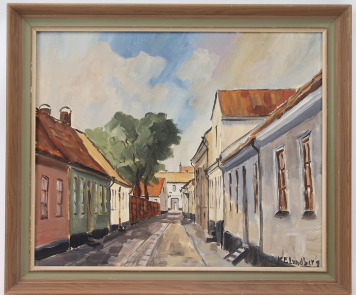 Karl-Erik "Ledde" Lundberg, olja på pannå, signerad.