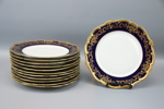 Mattallrikar, 12 st, porslin, "Katharina", Echt Wiemar Kobalt, Tyskland.