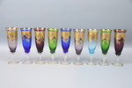 Champagneglas med gulddekor, 9 st.