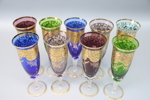Champagneglas med gulddekor, 9 st.