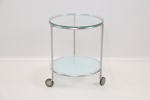 Ehlen Johansson, sidobord på hjul, glas/metall, "Strind", IKEA.