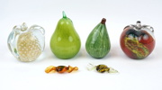 Frukter och karameller, 6 delar, glas/keramik bl.a FM Konstglas Ronneby.