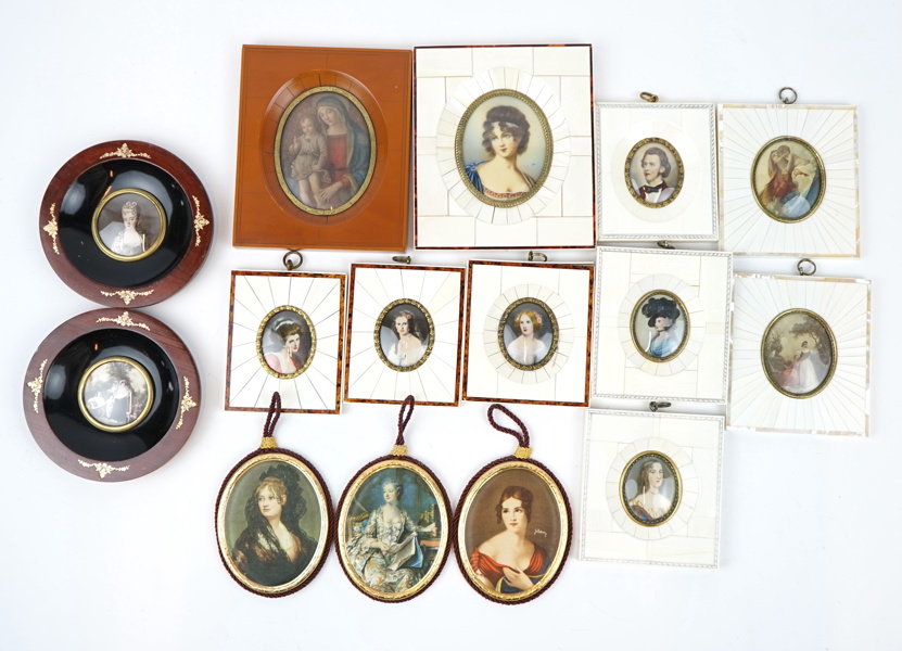 Miniatyrporträtt i ram, ett parti.