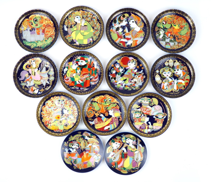 Björn Wiinblad, väggfat, 13 st, porslin, Studio-Line, Rosenthal. 