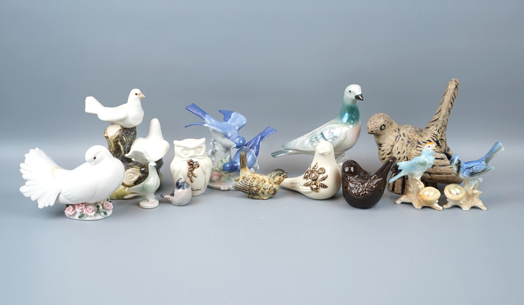 Figuriner, fåglar, ett parti, keramik.