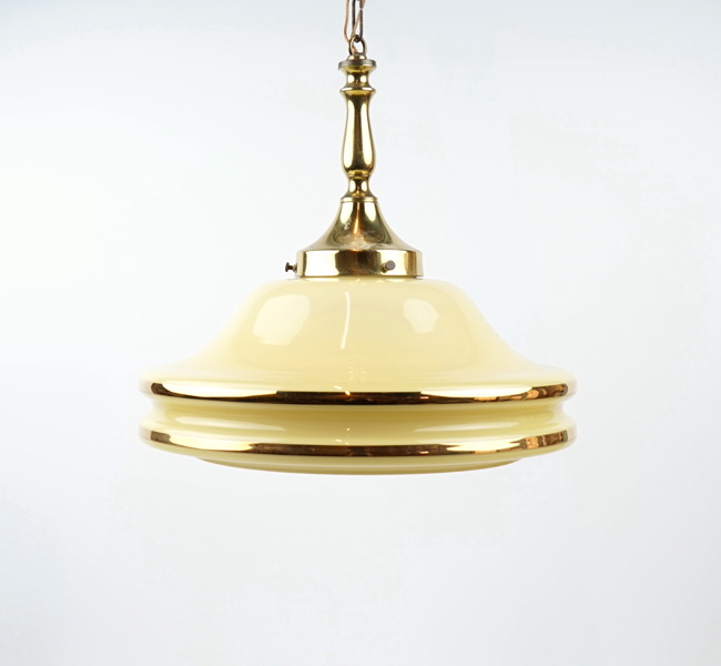 Taklampa, glas/mässing.