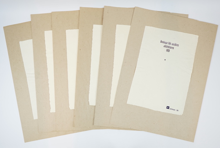 Jan Östergren, dikter, 6 st, tryck på papper, oramade.