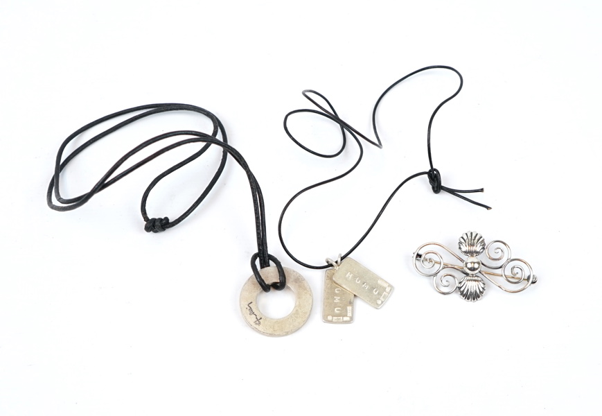 Halsband och brosch, 3 delar, sterling silver 925, bl.a Efva Attling.