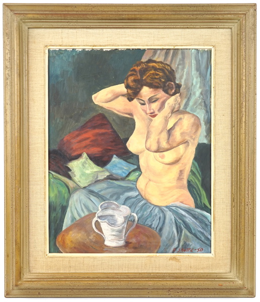 Oidentifierad konstnär, olja på pannå, signerad A. Skotte, 1950.