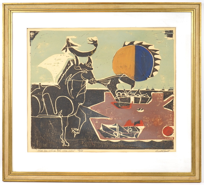 Bertil Gadö, träsnitt nr 12/15, signerad.