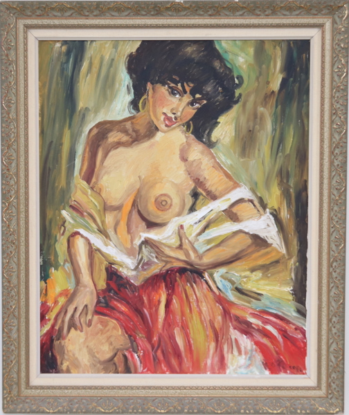 Oidentifierad konstnär, olja på duk, otydligt signerad.