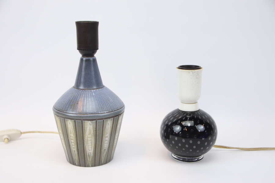 Bordslampor, 2 st, keramik,/glas, bl.a Törngren, Falkenberg.