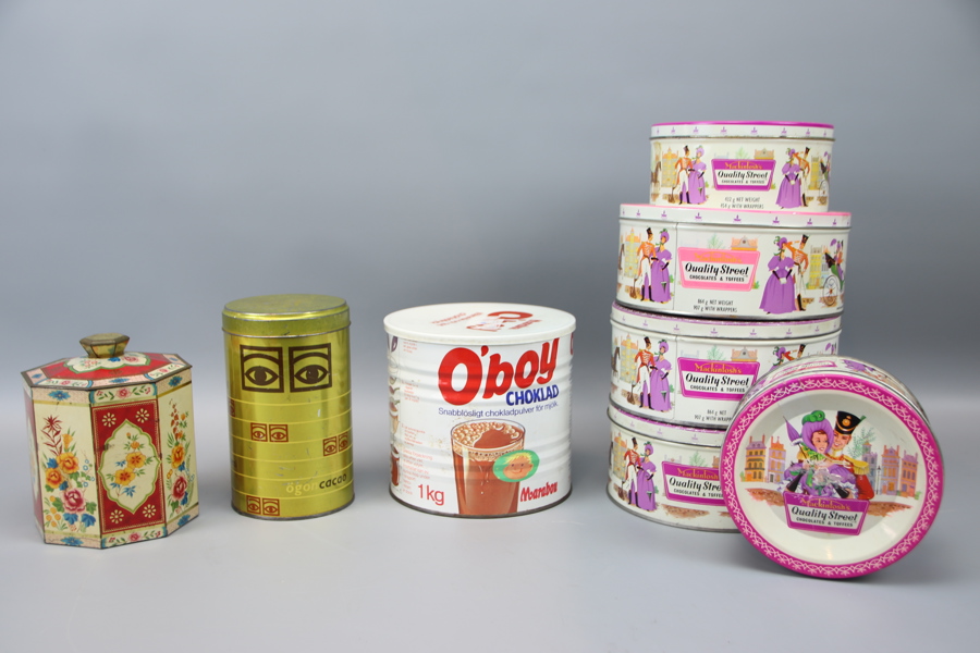 Plåtburkar, 8 st, bl.a O'boy och Zoega.