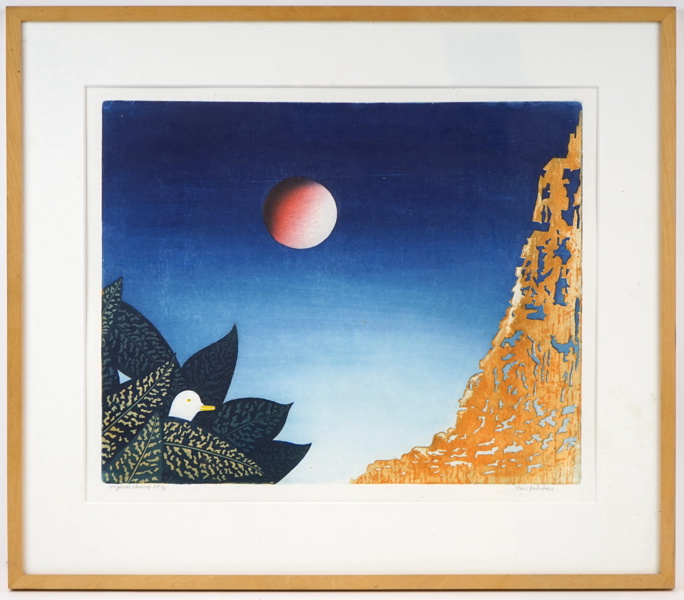 Hans Johnfors, ''Ur Grönskan'', original etsning, handkolorerad, EA 5/9, signerad.