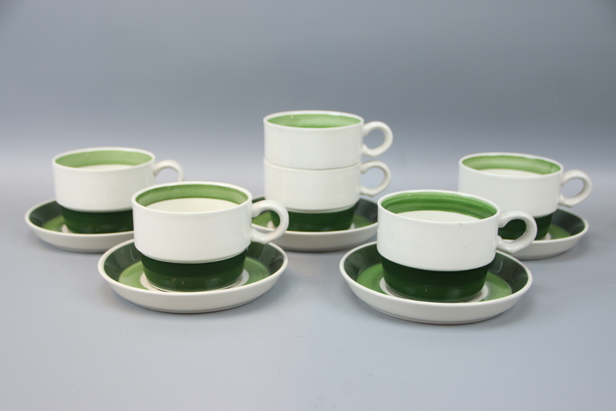 Stig Lindberg, teservis, 5 delar, "Bodega", Gustavsberg, 1972-77.