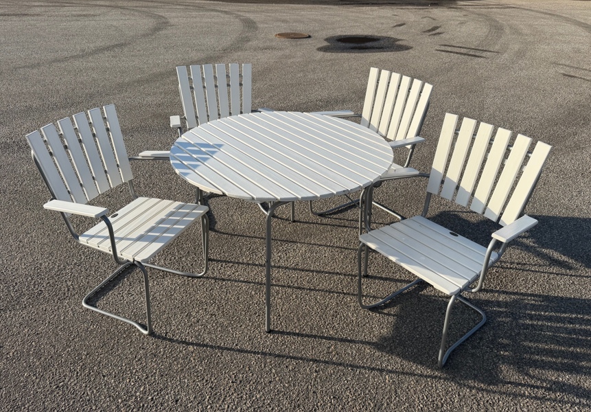 Trädgårdsgrupp, 5 delar, trä/metall, Hillerstorp.