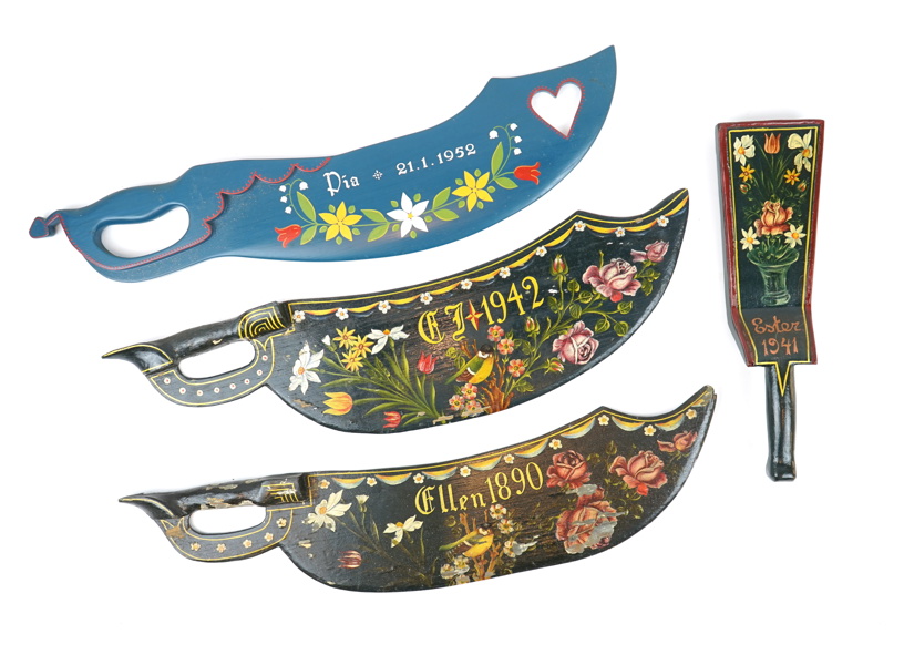 Skäkteträ och klappträ, 4 delar, 1890-1954.