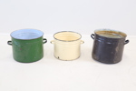 Grytor, 3 st, emaljerad metall.