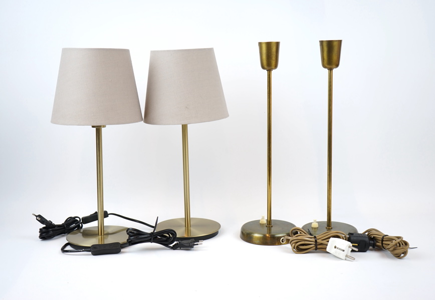 Bordslampor, 4 st, mässing, bl.a ''Skaftet'', Ikea.