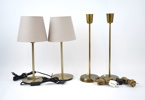Bordslampor, 4 st, mässing, bl.a ''Skaftet'', Ikea.
