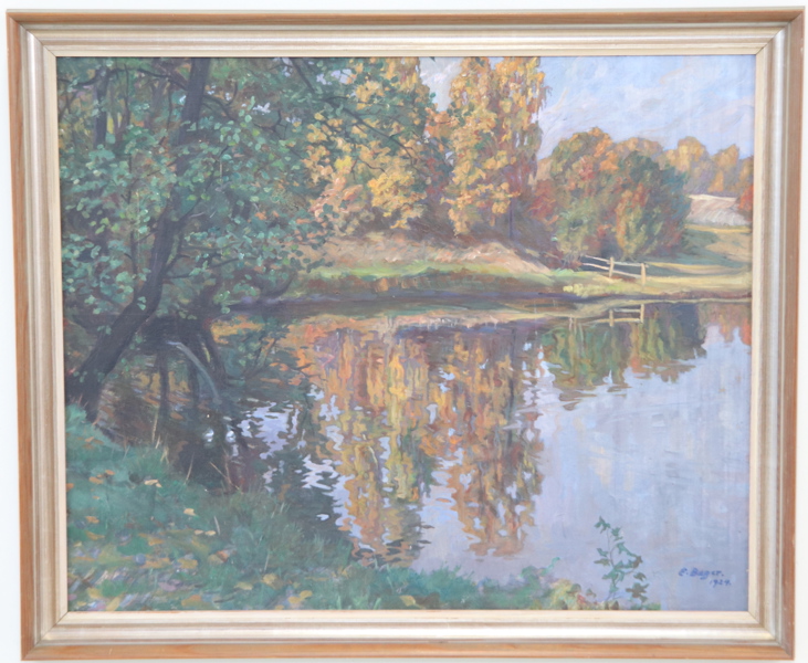 Einar Bager, olja på pannå, signerad, 1924.