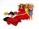 Barbiedockor, 3 st, och Midge-huvud för peruker, ett parti,, Mattel, 1960-tal.